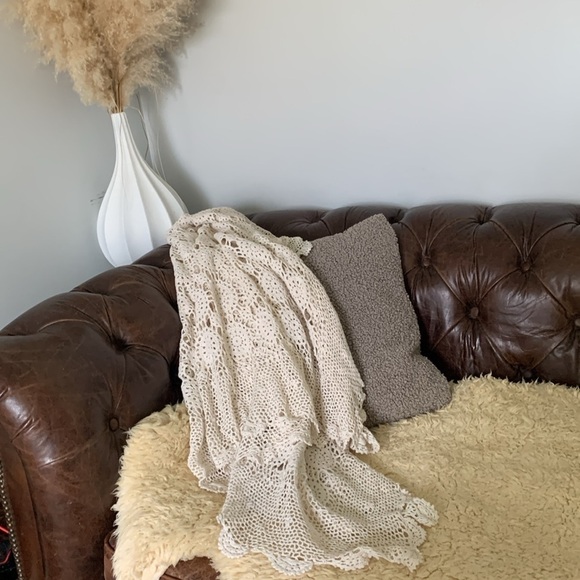 Vintage Hand Crochet Lace Bedspread Coverlet Afghan table cover blanket‎ cream - Picture 4 of 16